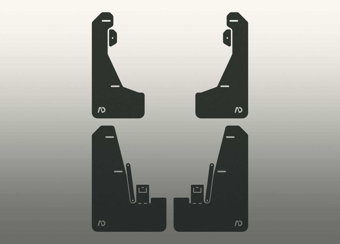 Flat view of mud guards