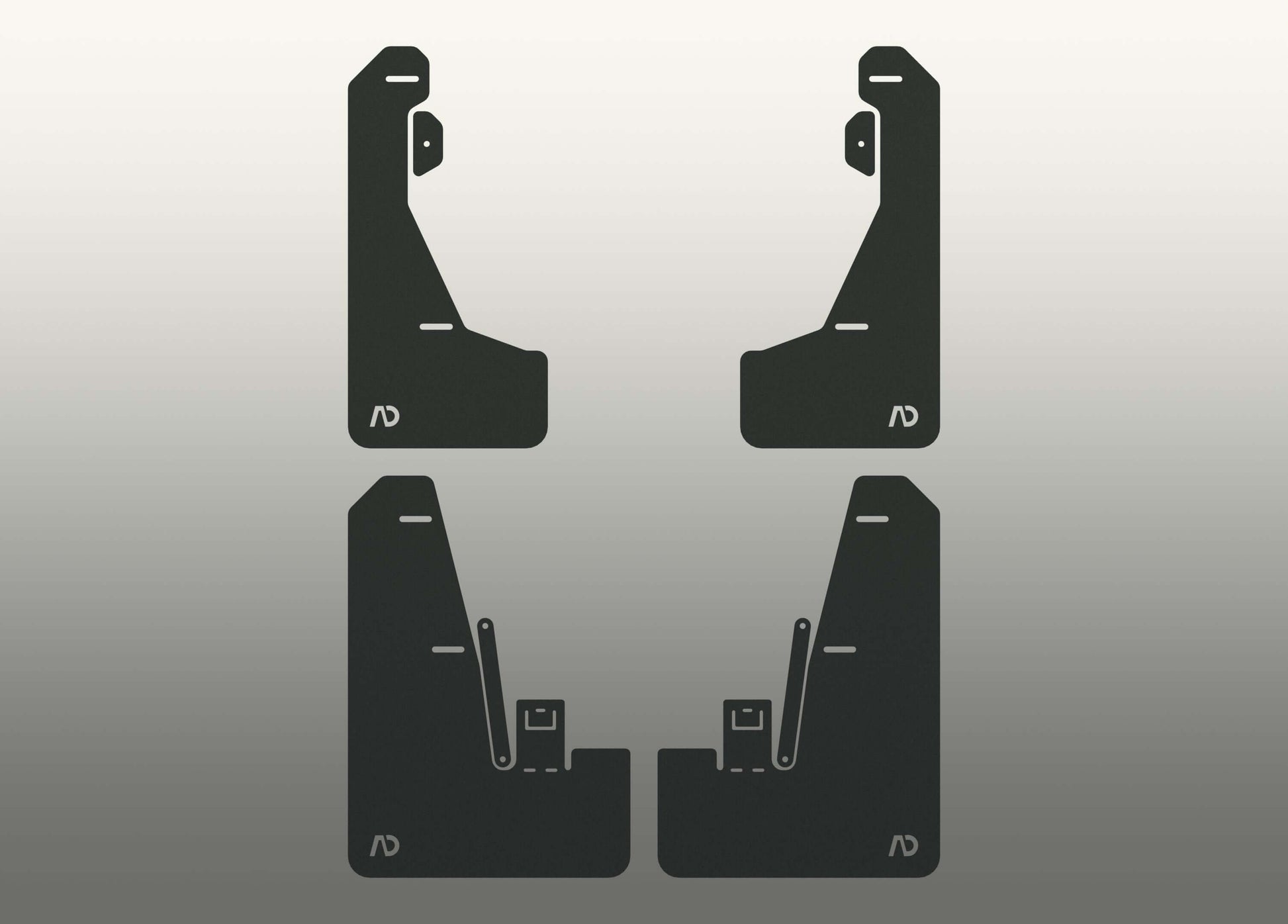 Flat view of mud guards